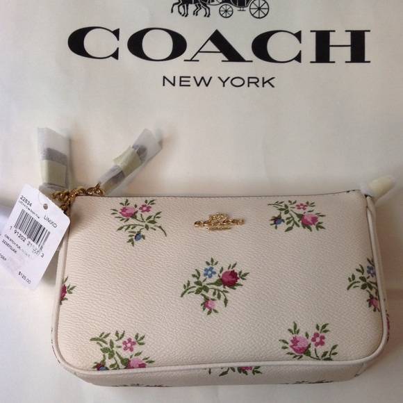 Coach Handbags - Coach cross stitch floral clutch w/ strap